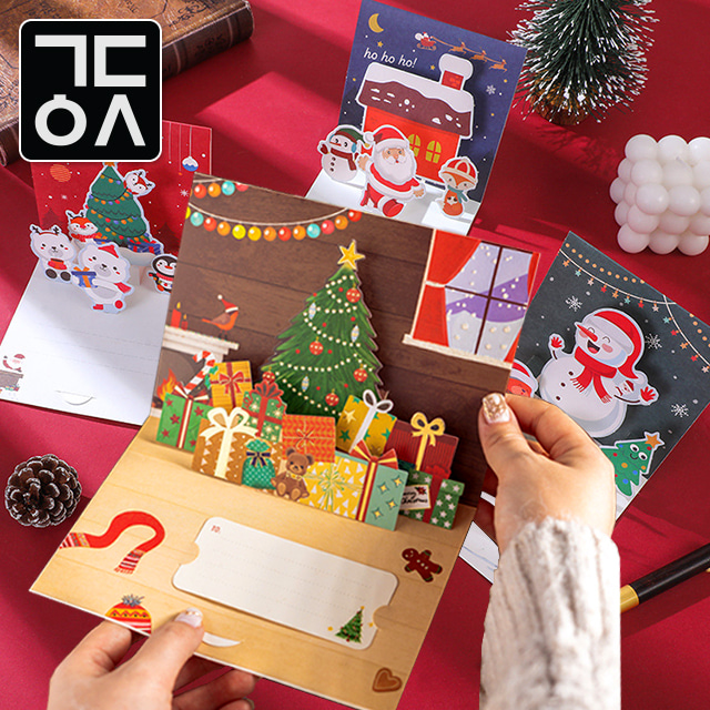 간단 어린이집 크리스마스 카드 만들기 입체 팝업 세트 메리 성탄 메시지 산타 트리 눈사람